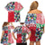 Hawaiian Floral Kakau Tropical Leaves-Sporty Style Family Matching Off Shoulder Short Dress and Hawaiian Shirt