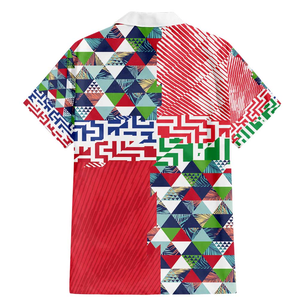 Hawaiian Floral Kakau Tropical Leaves-Sporty Style Family Matching Puletasi and Hawaiian Shirt