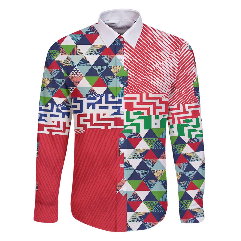 Hawaiian Floral Kakau Tropical Leaves-Sporty Style Family Matching Puletasi and Hawaiian Shirt