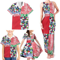 Hawaiian Floral Kakau Tropical Leaves-Sporty Style Family Matching Tank Maxi Dress and Hawaiian Shirt