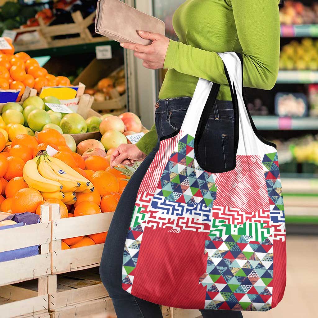 Hawaiian Floral Kakau Tropical Leaves-Sporty Style Grocery Bag