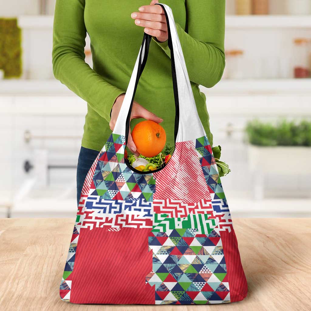 Hawaiian Floral Kakau Tropical Leaves-Sporty Style Grocery Bag