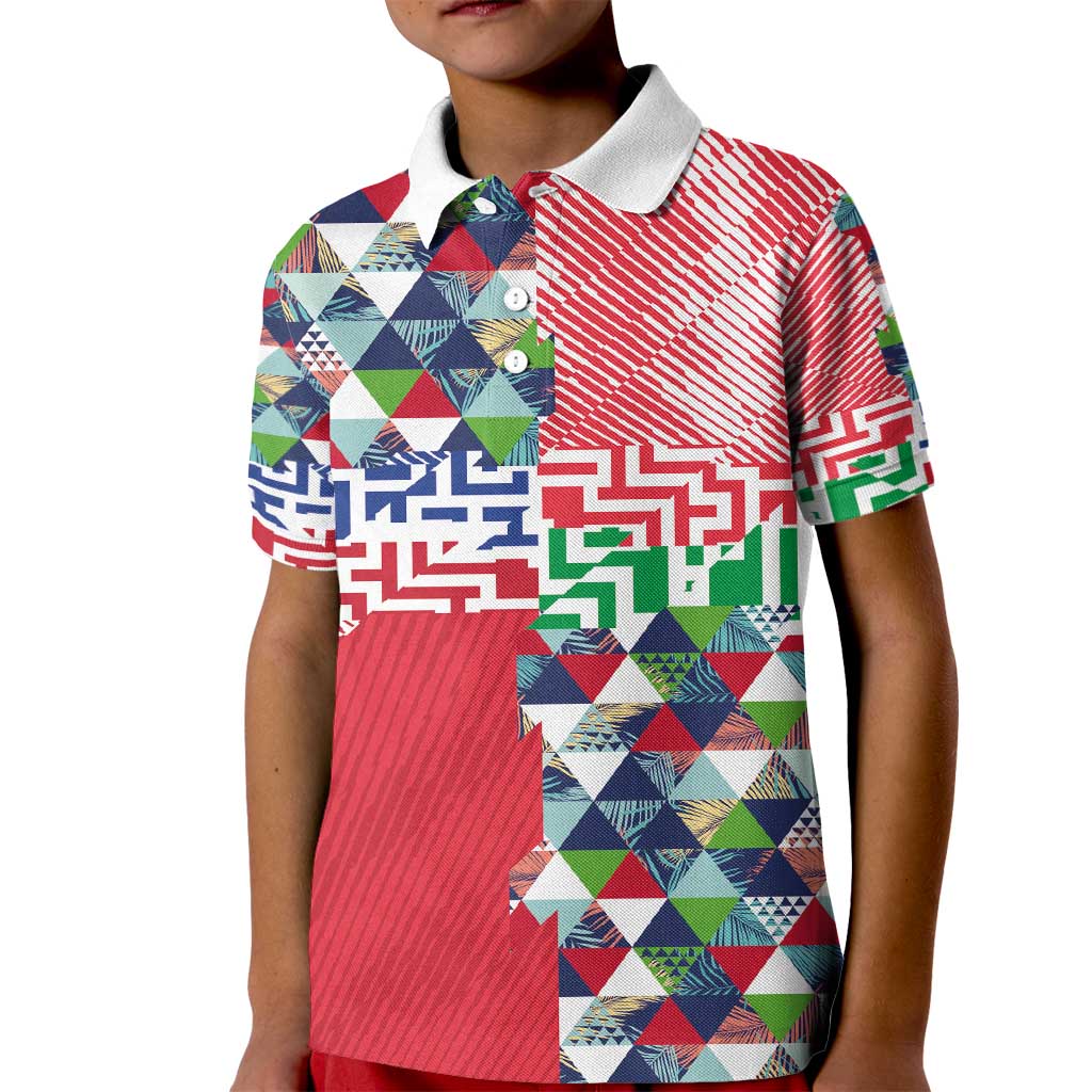 Hawaiian Floral Kakau Tropical Leaves-Sporty Style Kid Polo Shirt