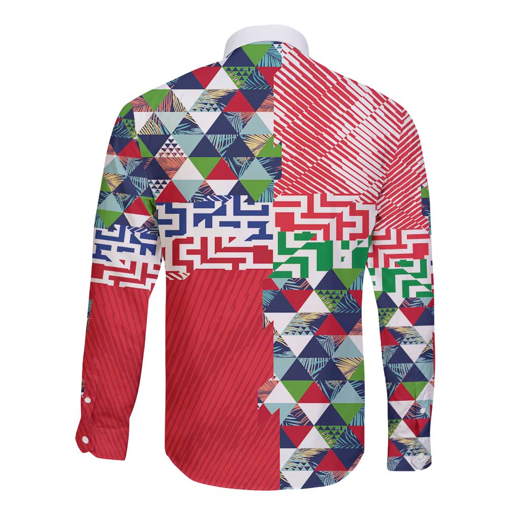Hawaiian Floral Kakau Tropical Leaves-Sporty Style Long Sleeve Button Shirt LT03 - Polynesian Pride