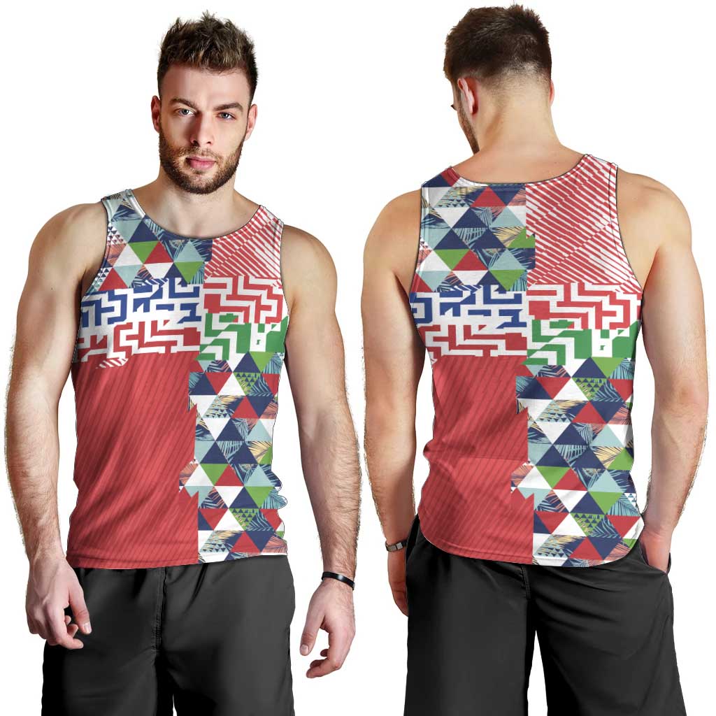 Hawaiian Floral Kakau Tropical Leaves-Sporty Style Men Tank Top LT03 - Polynesian Pride