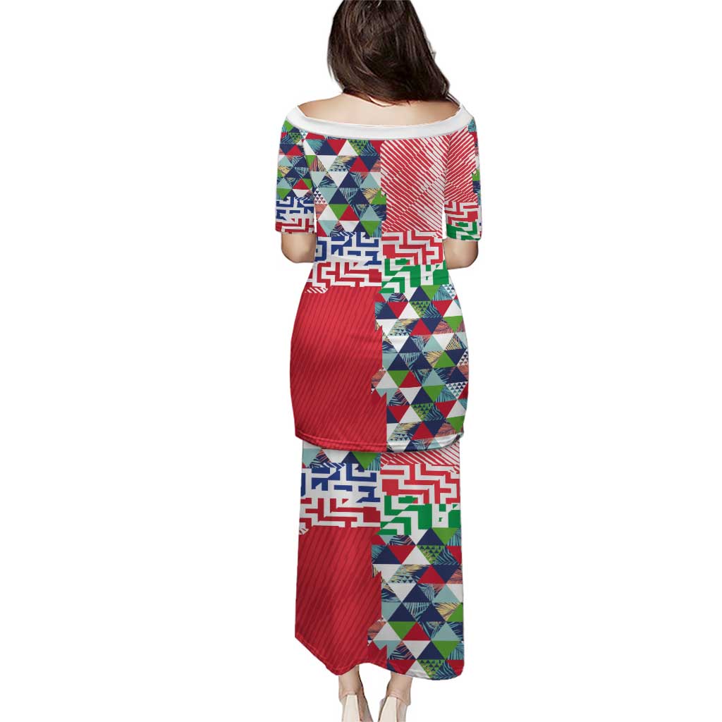 Hawaiian Floral Kakau Tropical Leaves-Sporty Style Puletasi LT03 - Polynesian Pride
