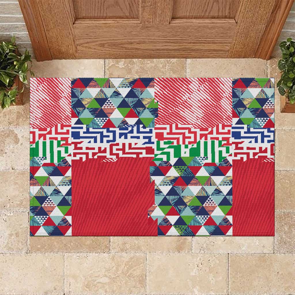 Hawaiian Floral Kakau Tropical Leaves-Sporty Style Rubber Doormat LT03 Art - Polynesian Pride