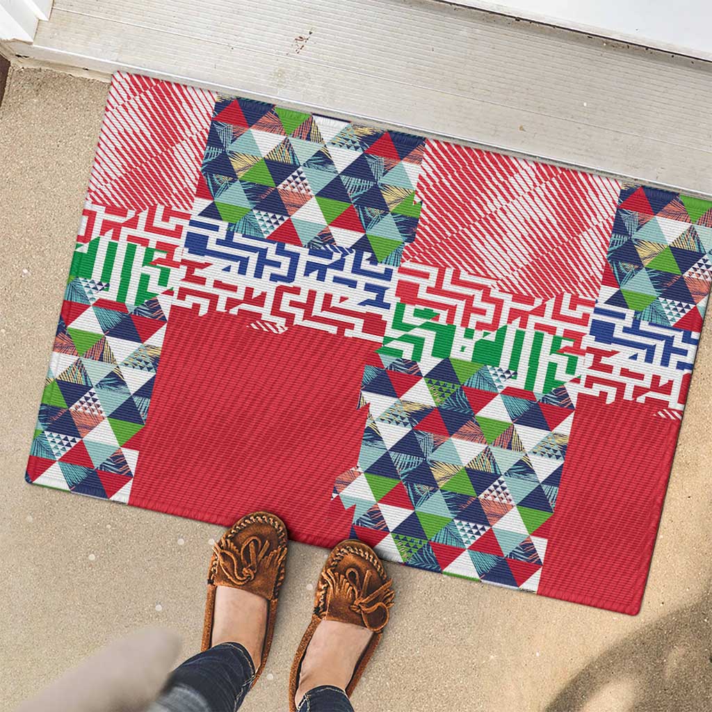 Hawaiian Floral Kakau Tropical Leaves-Sporty Style Rubber Doormat LT03 - Polynesian Pride