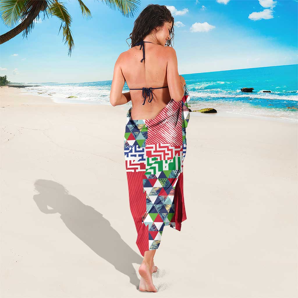Hawaiian Floral Kakau Tropical Leaves-Sporty Style Sarong