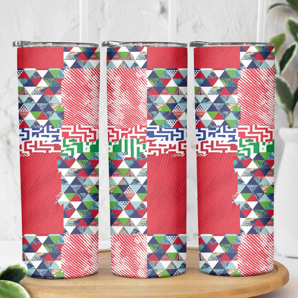 Hawaiian Floral Kakau Tropical Leaves-Sporty Style Skinny Tumbler