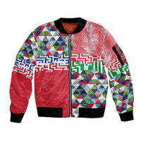 Hawaiian Floral Kakau Tropical Leaves-Sporty Style Sleeve Zip Bomber Jacket