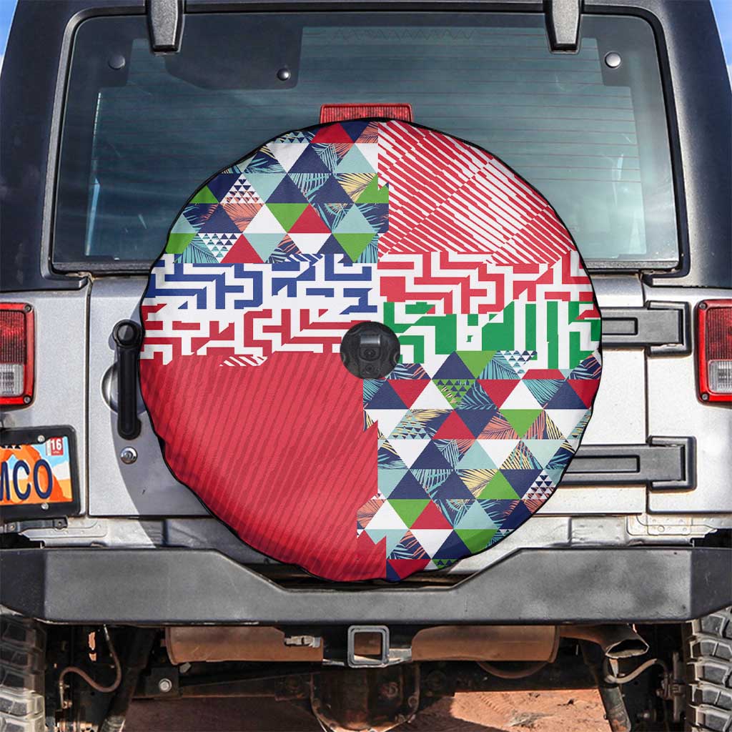 Hawaiian Floral Kakau Tropical Leaves-Sporty Style Spare Tire Cover