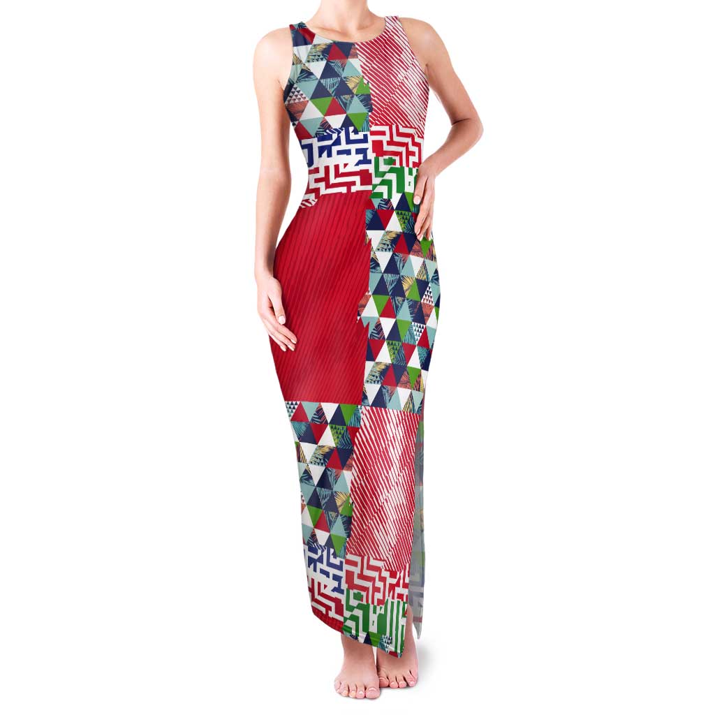 Hawaiian Floral Kakau Tropical Leaves-Sporty Style Tank Maxi Dress