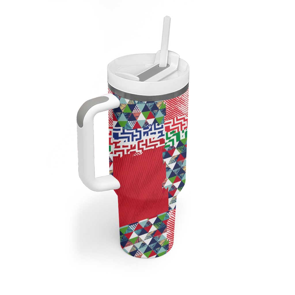 Hawaiian Floral Kakau Tropical Leaves-Sporty Style Tumbler With Handle LT03 - Polynesian Pride