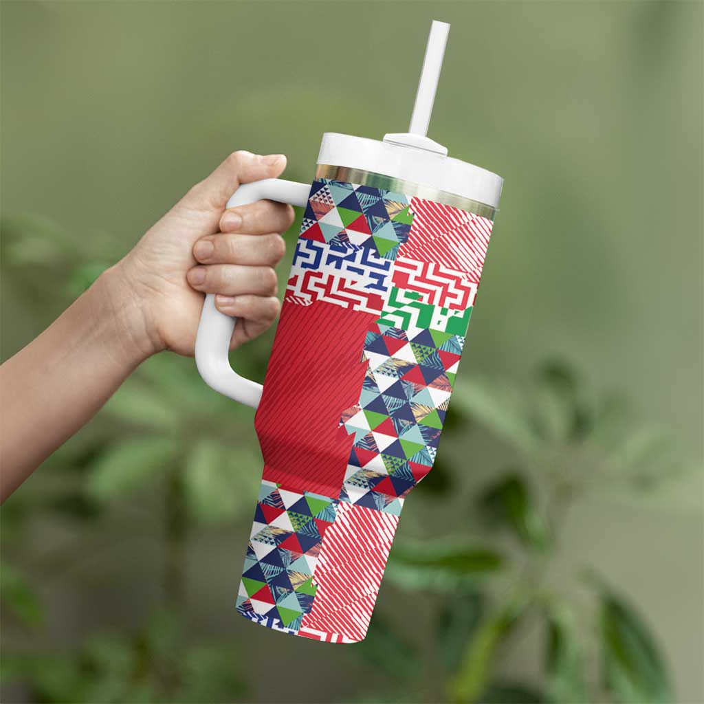 Hawaiian Floral Kakau Tropical Leaves-Sporty Style Tumbler With Handle LT03 - Polynesian Pride