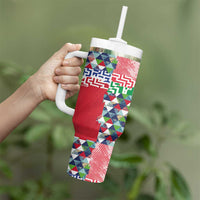 Hawaiian Floral Kakau Tropical Leaves-Sporty Style Tumbler With Handle LT03 - Polynesian Pride