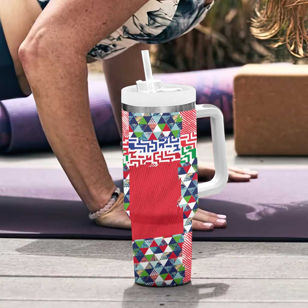 Hawaiian Floral Kakau Tropical Leaves-Sporty Style Tumbler With Handle LT03 - Polynesian Pride