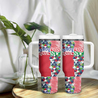 Hawaiian Floral Kakau Tropical Leaves-Sporty Style Tumbler With Handle LT03 - Polynesian Pride