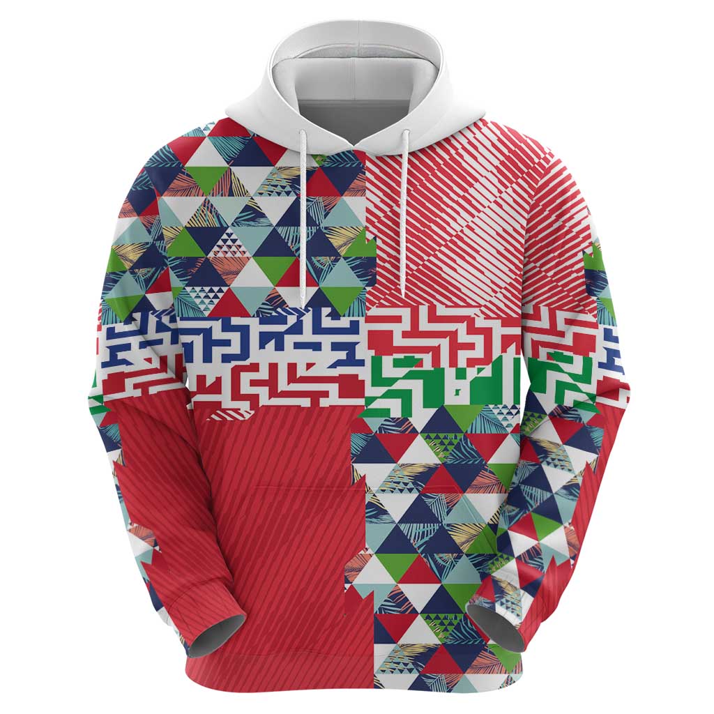 Hawaiian Floral Kakau Tropical Leaves-Sporty Style Zip Hoodie