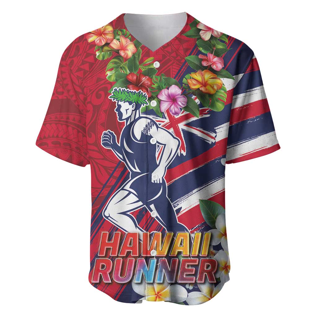 Hawaii Runner-Kakau Art with Lei and Plumeria Baseball Jersey