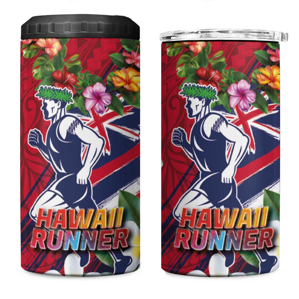 Hawaii Runner-Kakau Art with Lei and Plumeria 4 in 1 Can Cooler Tumbler