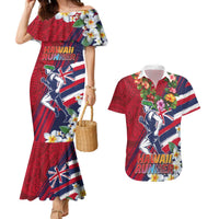 Hawaii Runner-Kakau Art with Lei and Plumeria Couples Matching Mermaid Dress and Hawaiian Shirt
