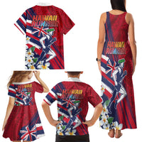 Hawaii Runner-Kakau Art with Lei and Plumeria Family Matching Tank Maxi Dress and Hawaiian Shirt