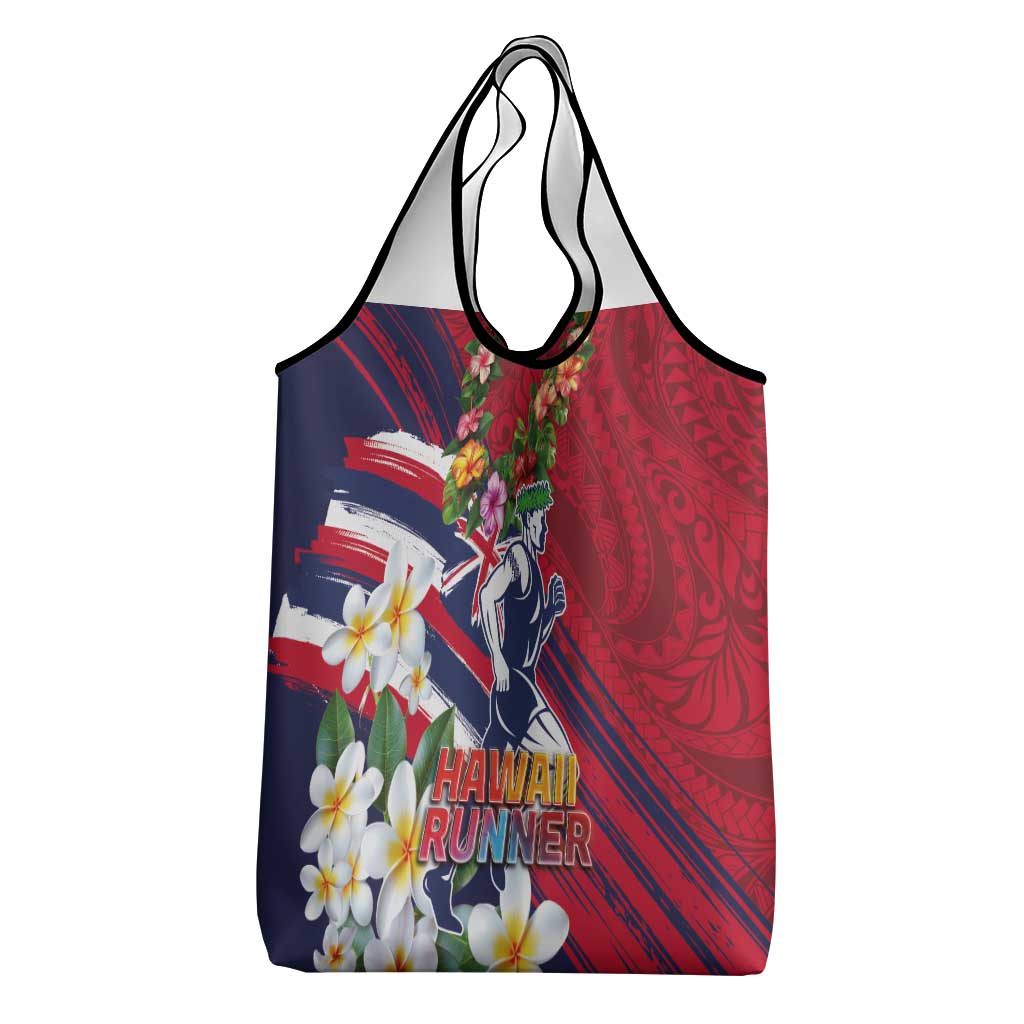 Hawaii Runner-Kakau Art with Lei and Plumeria Grocery Bag