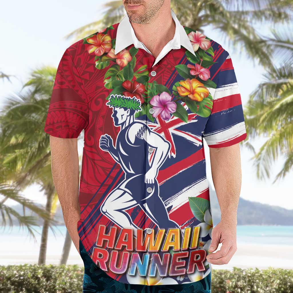 Hawaii Runner-Kakau Art with Lei and Plumeria Hawaiian Shirt LT03 - Polynesian Pride