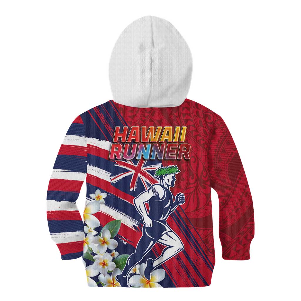 Hawaii Runner-Kakau Art with Lei and Plumeria Kid Hoodie