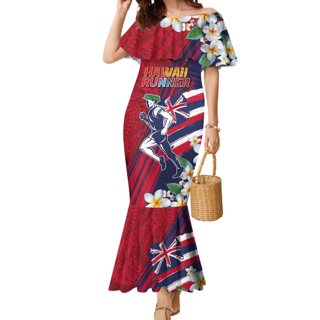 Hawaii Runner-Kakau Art with Lei and Plumeria Mermaid Dress