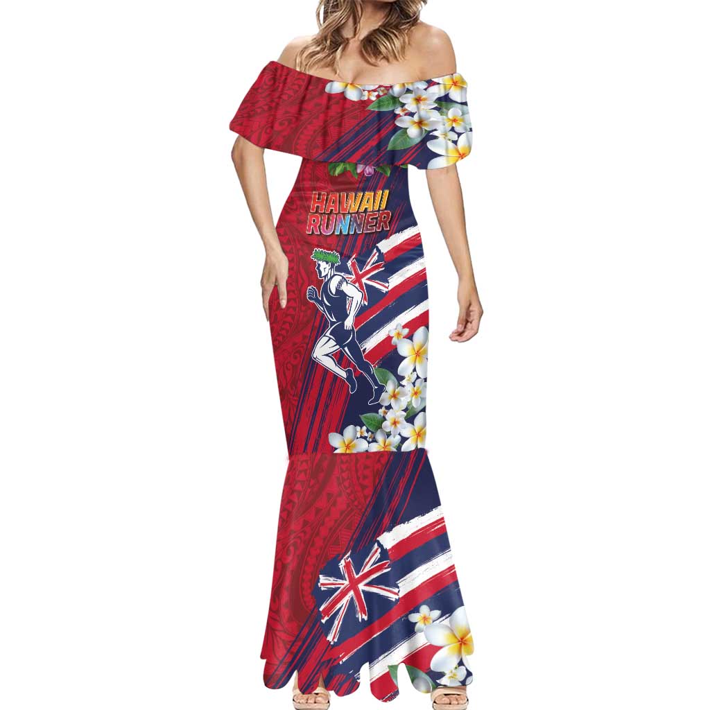 Hawaii Runner-Kakau Art with Lei and Plumeria Mermaid Dress