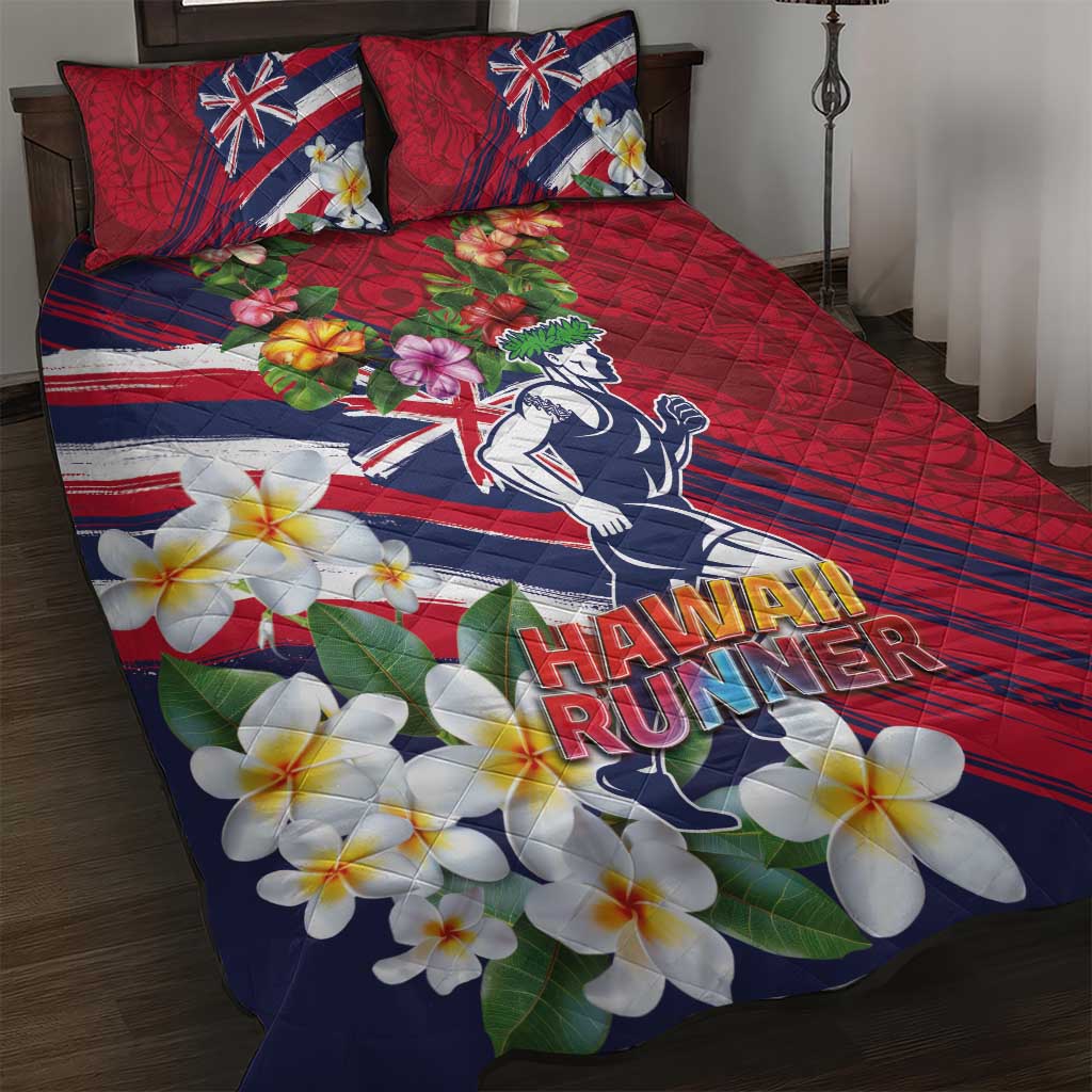 Hawaii Runner-Kakau Art with Lei and Plumeria Quilt Bed Set