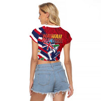 Hawaii Runner-Kakau Art with Lei and Plumeria Raglan Cropped T Shirt LT03 - Polynesian Pride