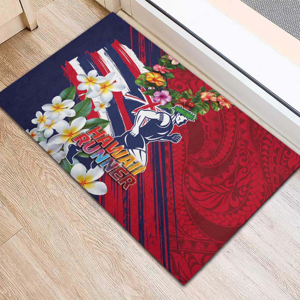 Hawaii Runner-Kakau Art with Lei and Plumeria Rubber Doormat LT03 - Polynesian Pride