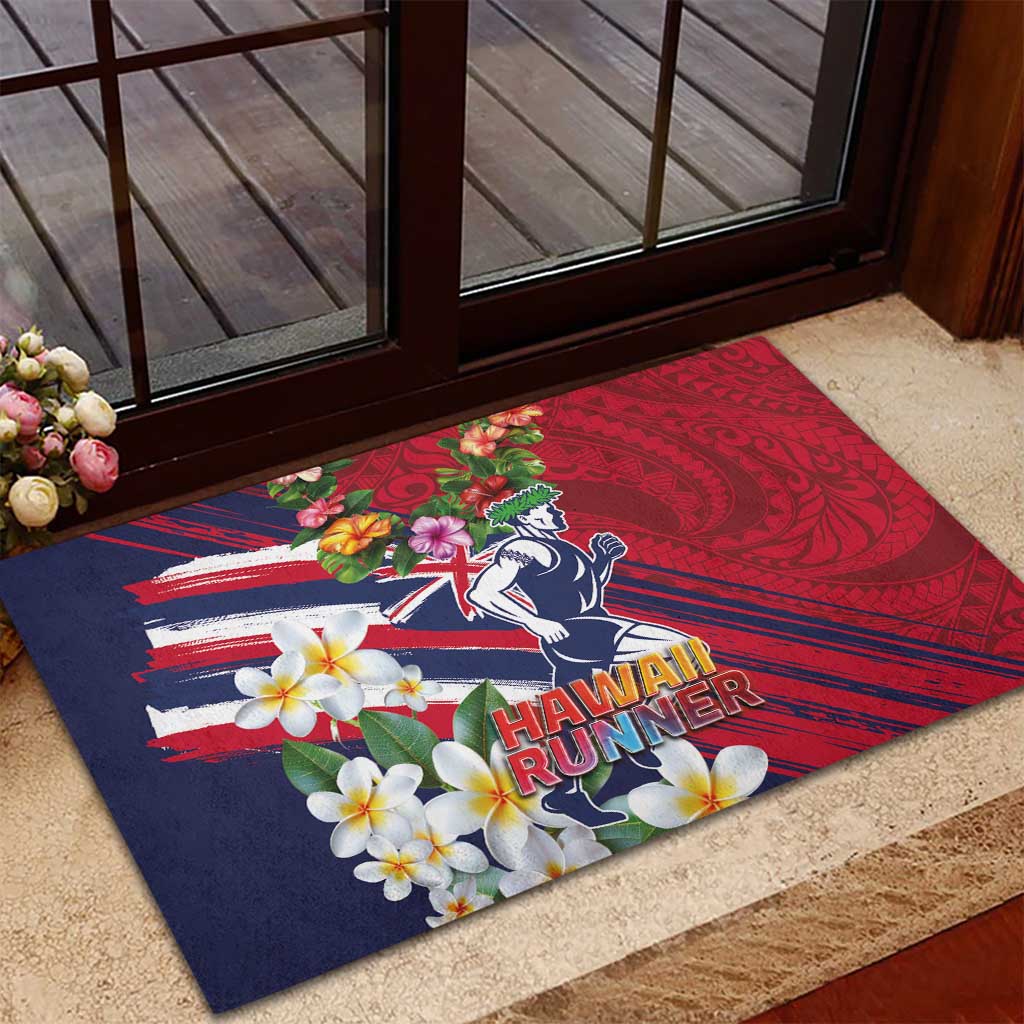 Hawaii Runner-Kakau Art with Lei and Plumeria Rubber Doormat LT03 - Polynesian Pride