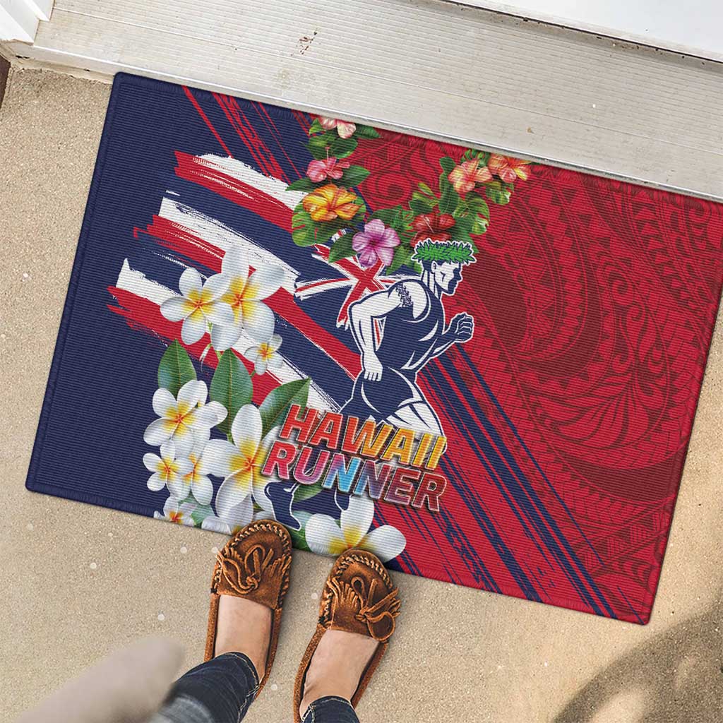 Hawaii Runner-Kakau Art with Lei and Plumeria Rubber Doormat LT03 - Polynesian Pride