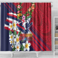 Hawaii Runner-Kakau Art with Lei and Plumeria Shower Curtain