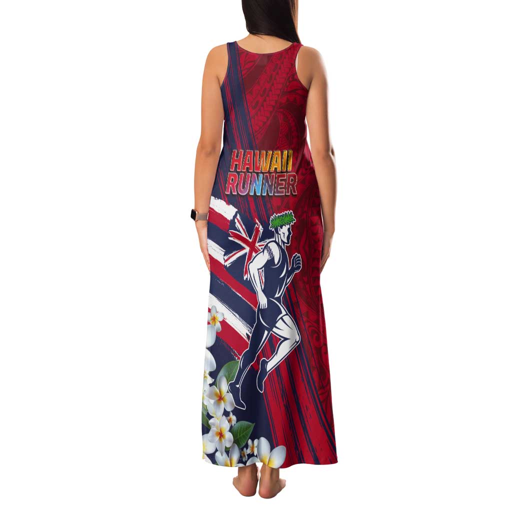 Hawaii Runner-Kakau Art with Lei and Plumeria Tank Maxi Dress LT03 - Polynesian Pride