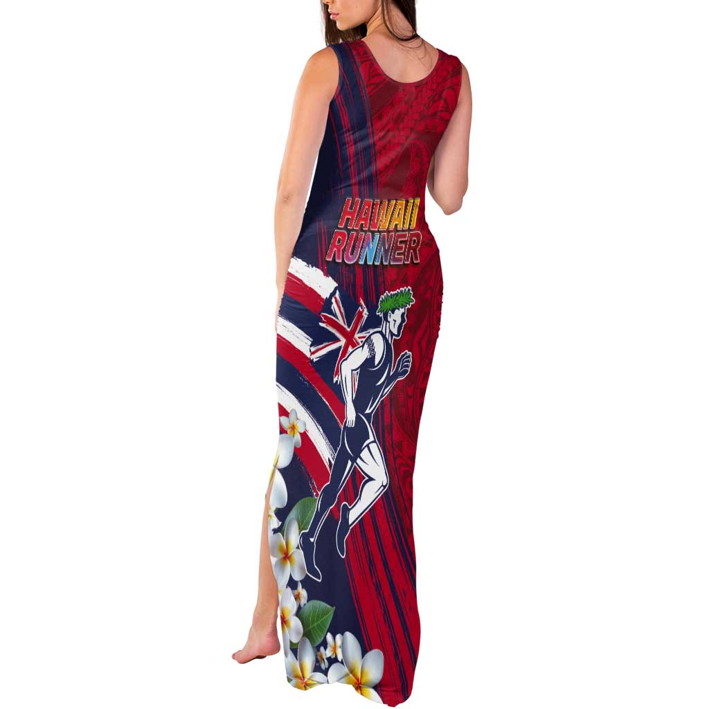 Hawaii Runner-Kakau Art with Lei and Plumeria Tank Maxi Dress LT03 - Polynesian Pride