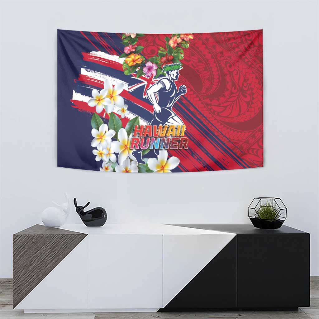 Hawaii Runner-Kakau Art with Lei and Plumeria Tapestry