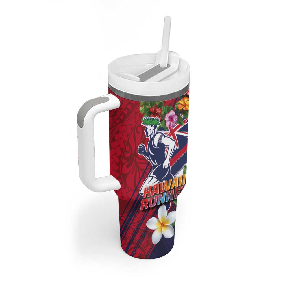 Hawaii Runner-Kakau Art with Lei and Plumeria Tumbler With Handle LT03 - Polynesian Pride