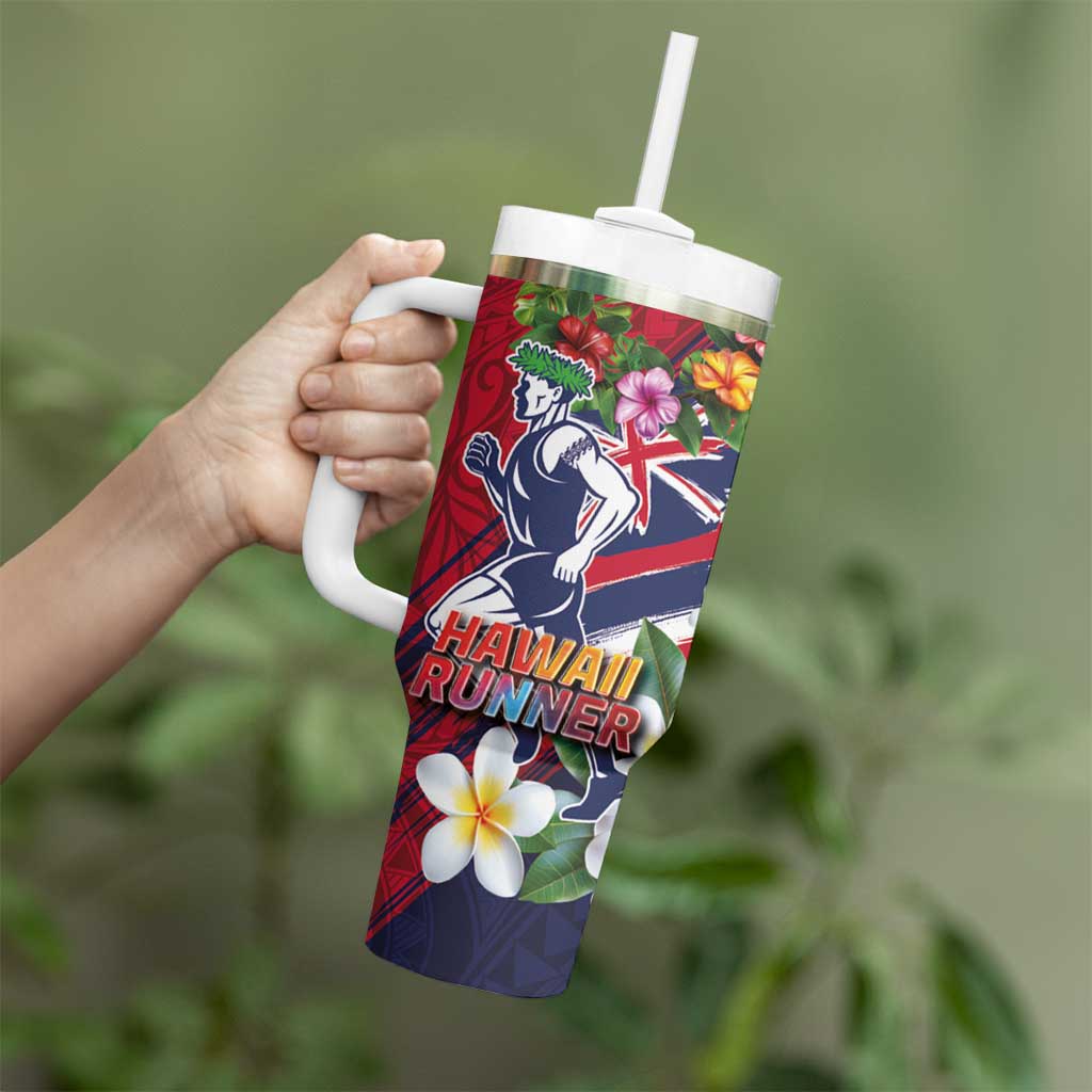 Hawaii Runner-Kakau Art with Lei and Plumeria Tumbler With Handle LT03 - Polynesian Pride