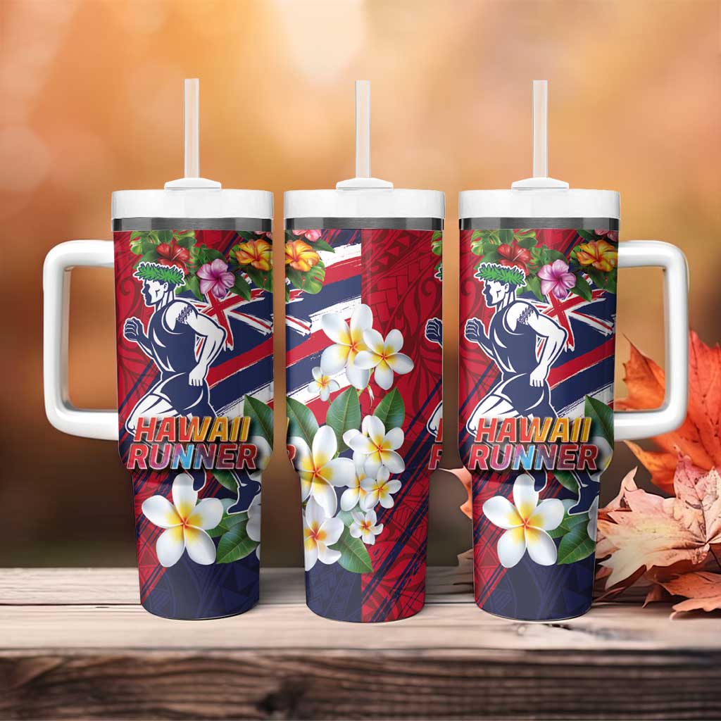 Hawaii Runner-Kakau Art with Lei and Plumeria Tumbler With Handle LT03 - Polynesian Pride