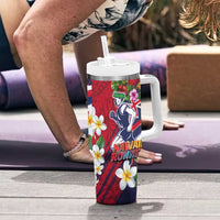 Hawaii Runner-Kakau Art with Lei and Plumeria Tumbler With Handle LT03 - Polynesian Pride