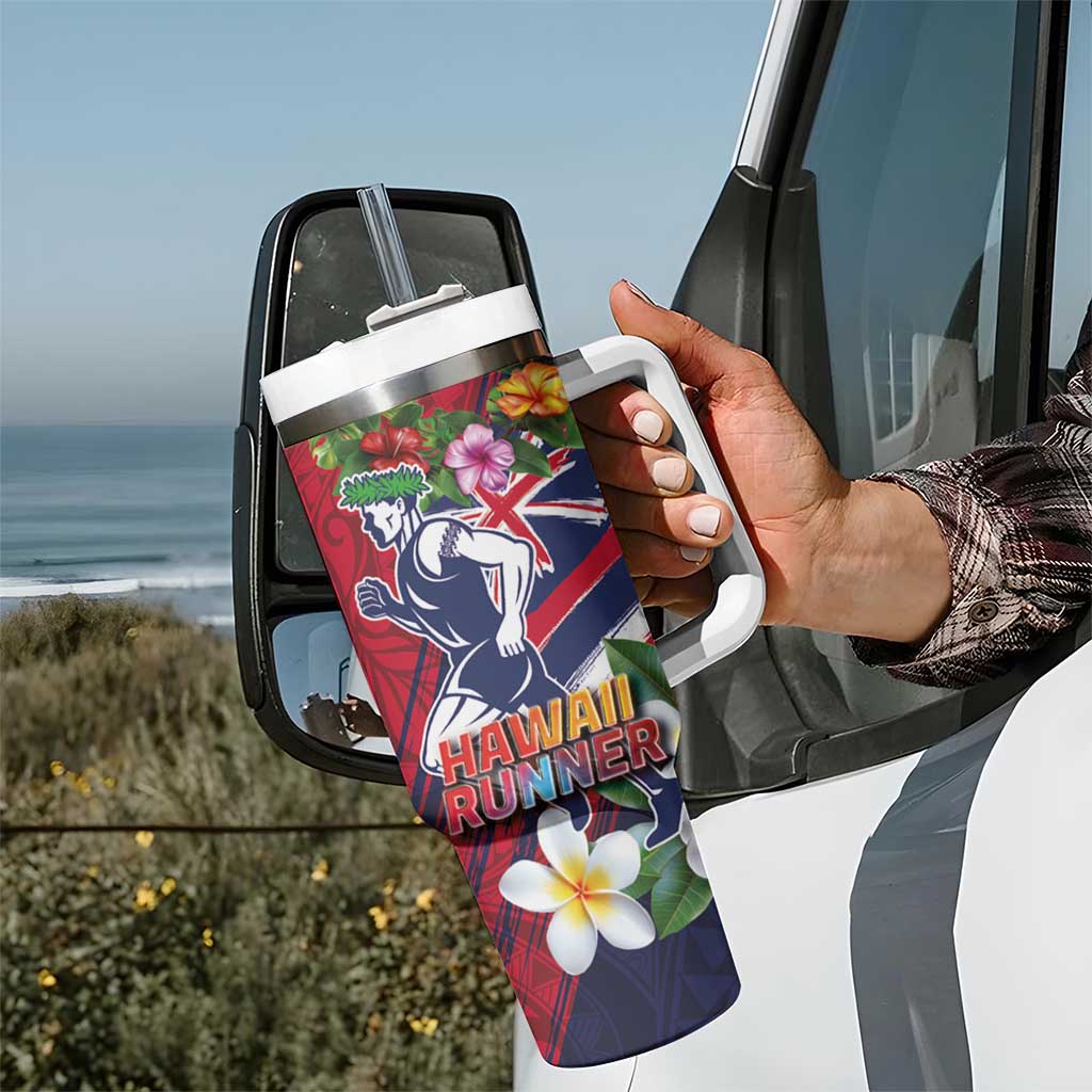 Hawaii Runner-Kakau Art with Lei and Plumeria Tumbler With Handle LT03 - Polynesian Pride