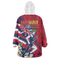 Hawaii Runner-Kakau Art with Lei and Plumeria Wearable Blanket Hoodie LT03 - Polynesian Pride