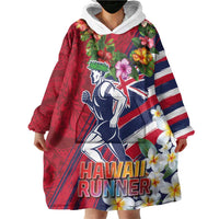 Hawaii Runner-Kakau Art with Lei and Plumeria Wearable Blanket Hoodie LT03 - Polynesian Pride