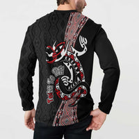 Aotearoa Toitu Te Tiriti Taniko Button Sweatshirt Maori Taniwha Haka - Honour the Treaty LT03 - Polynesian Pride