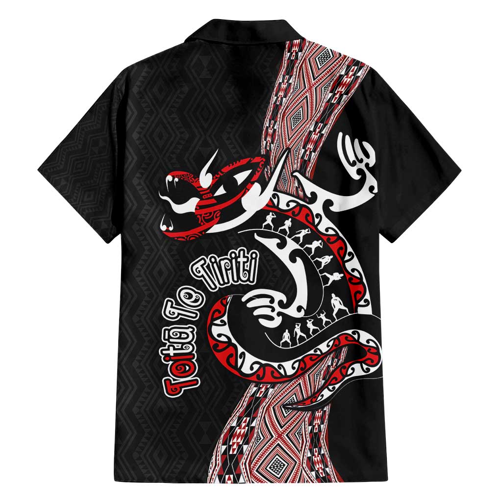 Aotearoa Toitu Te Tiriti Taniko Family Matching Long Sleeve Bodycon Dress and Hawaiian Shirt Maori Taniwha Haka - Honour the Treaty